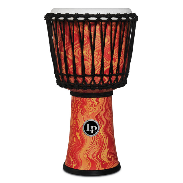 LP LP2010 World 10” Rope Tuned Circle Djembe w/ Perfect Pitch Head - Orange Marble