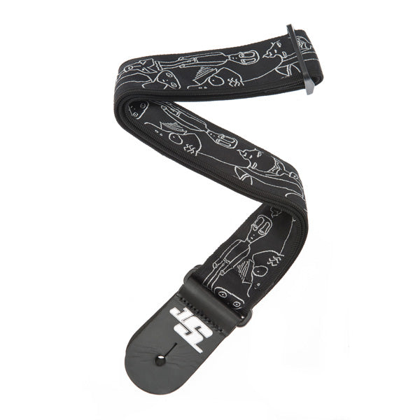D'Addario 50JS05 - 50MM JS STRAP, SILVER SKETCHES