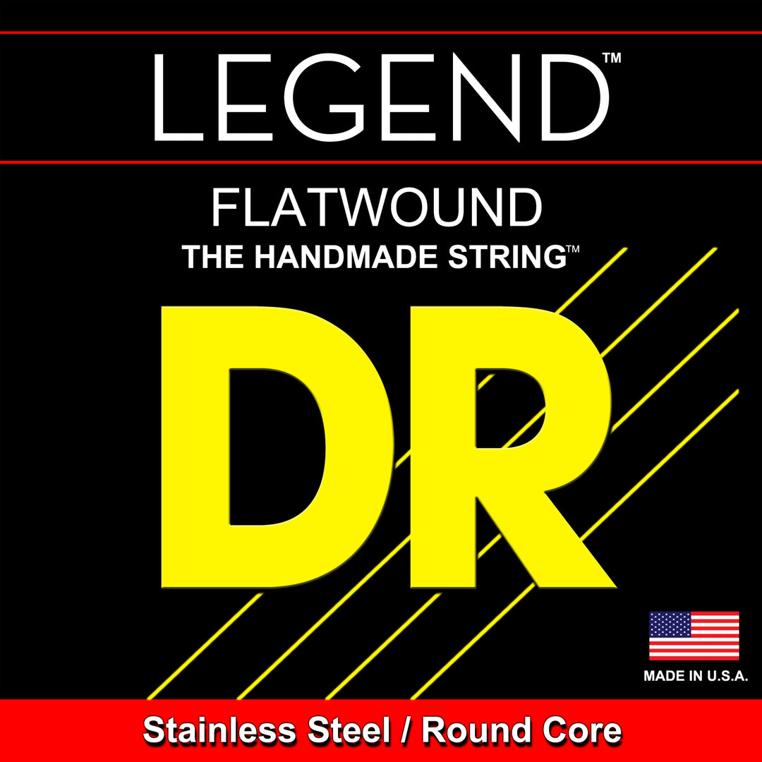 DR Strings SFL-45 (Medium 5's - Short Scale) - LEGEN FLATS - Flatwound Stainless Steel Bass: 45, 65, 85, 105