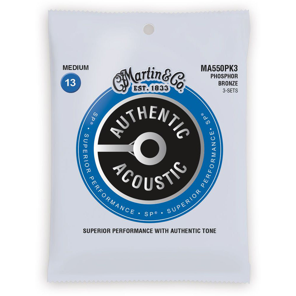 Martin MA550PK3 Authentic Acoustic SP (3 Packs) Guitar Strings - Medium 13-56