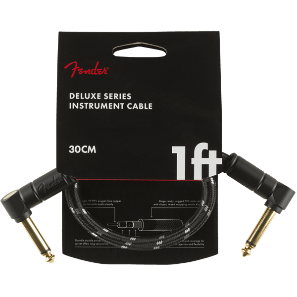 Fender Deluxe Series Instrument Cable, Tweed - Black Tweed - 1ft