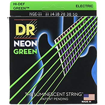 DR Strings NGE-11 (Heavy) - Hi-Def NEON GREEN: Coated Electric: 11, 14, 18, 28, 38, 50