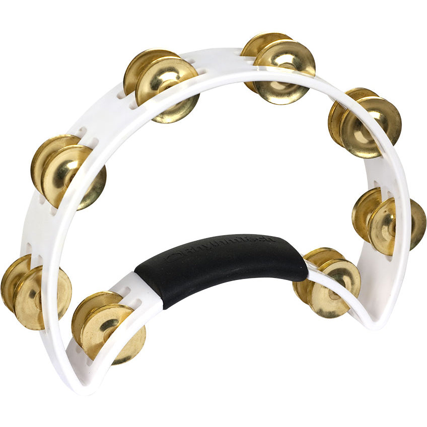 Rhythm Tech RT1021 1/4 Moon Tambourine - White w/ Brass Jingles