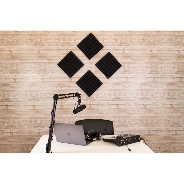 Gator Acoustic Pyramid Panel 12”x12” (2-Pack) - Charcoal