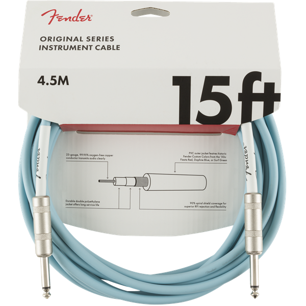 Fender Original Series Instrument Cables - Daphne Blue - 15ft