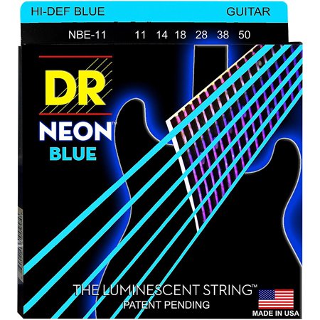 DR Strings NBE-11 (Heavy) - Hi-Def NEON BLUE: Coated Electric: 11, 14, 18, 28, 38, 50
