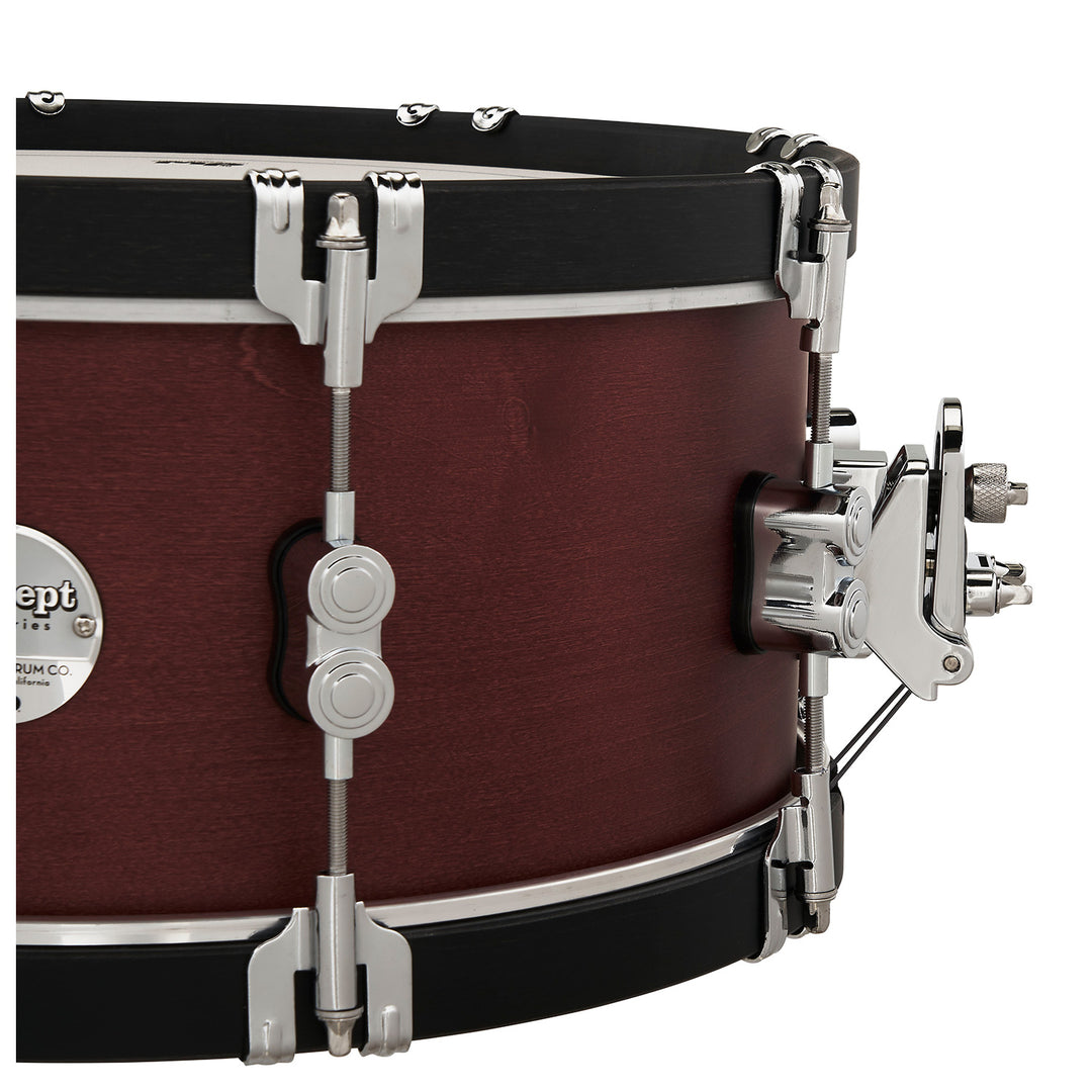 PDP Concept Maple Classic 6.5x14 Snare Drum - Ox Blood Stain w/ Ebony Stain Wood Hoops