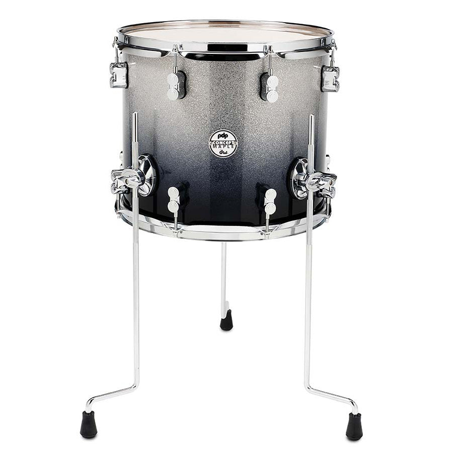PDP Concept Maple Lacquer 12x14 Floor Tom w/ Chrome Hardware - Silver to Black Fade