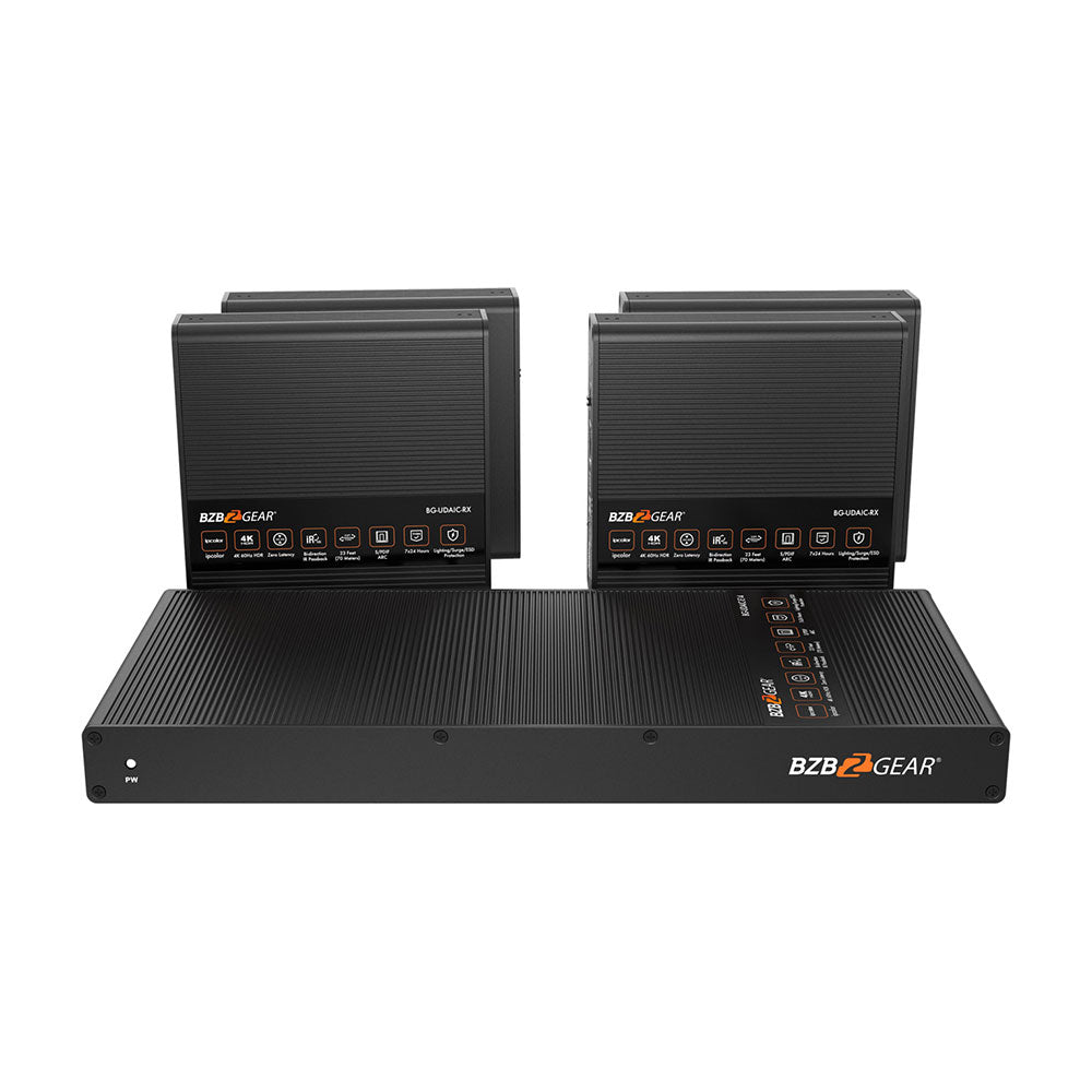 BZBGEAR - 1X4 4K60 UHD 18Gbps HDMI Splitter/Distribution Amplifier up to 230ft over Category Cable