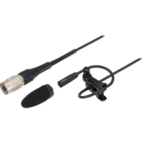 Audio-Technica BP899cW Submini Omnidirectional Condenser Lavalier Microphone w/ 55” Cable, Locking 4-Pin HRS Connector for CW Body-Pack - Black