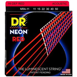 DR Strings NRA-11 (Custom Light) - Hi-Def NEON RED: Coated Acoustic: 11, 15, 22, 30, 40, 50