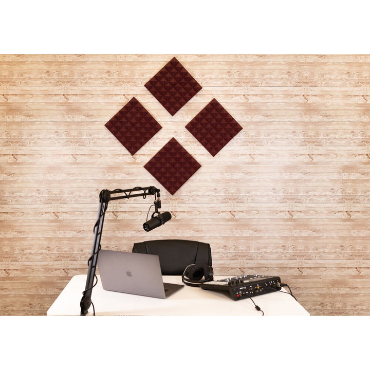 Gator Acoustic Pyramid Panel 12”x12” (2-Pack) - Burgundy