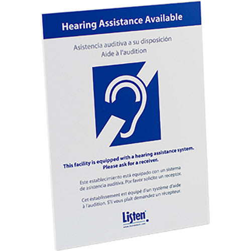 Listen Technologies LA-303 - Multi-Lingual Assistive Listening Notification Sign - Music City Canada