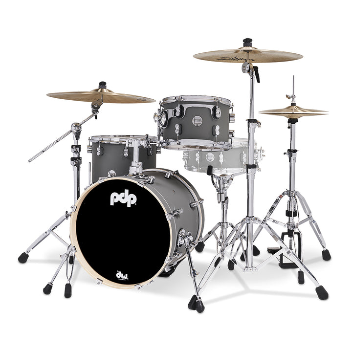 PDP Concept Maple Finish Ply CM Bop Kit Shell Pack w/ Chrome Hardware (14x18 w/ BDM, 8x12, 14x14FT) - Satin Pewter