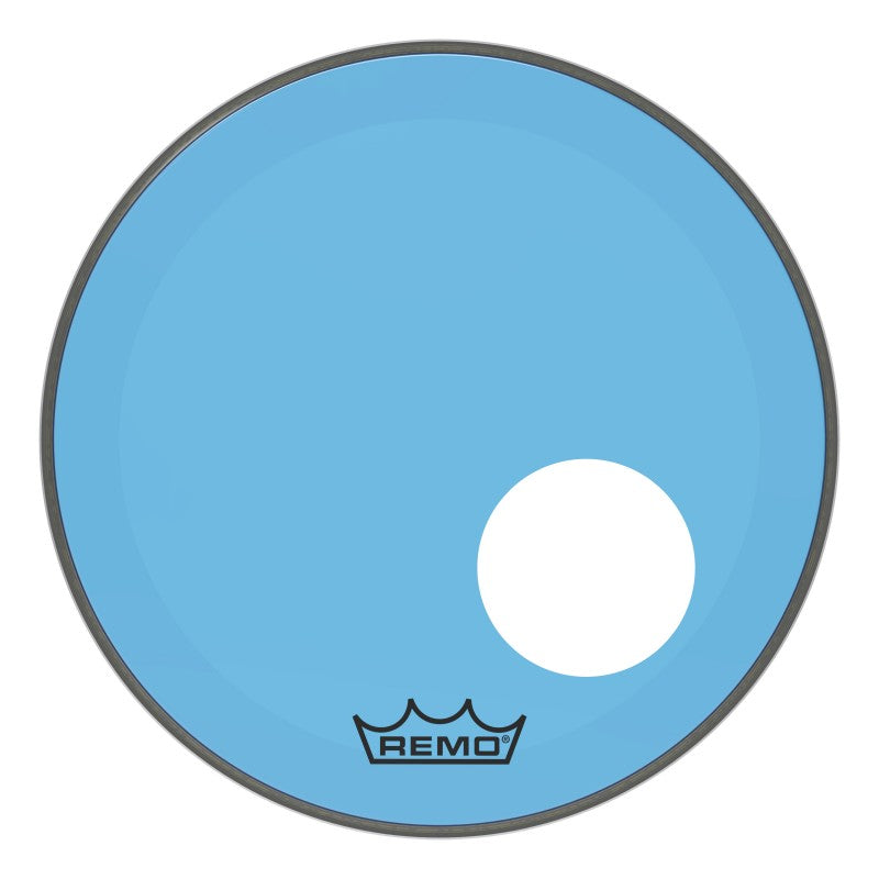 Remo P3-1324-CT-BUOH - 24''Bass, P3, Colortone Blue OH Offset hole