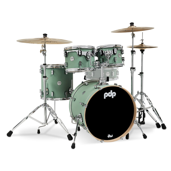 PDP Concept Maple Finish Ply CM Fusion Kit Shell Pack w/ Chrome Hardware (16x20 w/ BDM, 8x10, 9x12, 14x14FT) - Satin Seafoam
