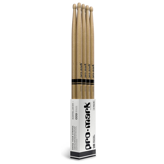Promark TX2BW FORWARD 2B Lacquered Hickory Wood Tip Drumstick (4-Pairs)
