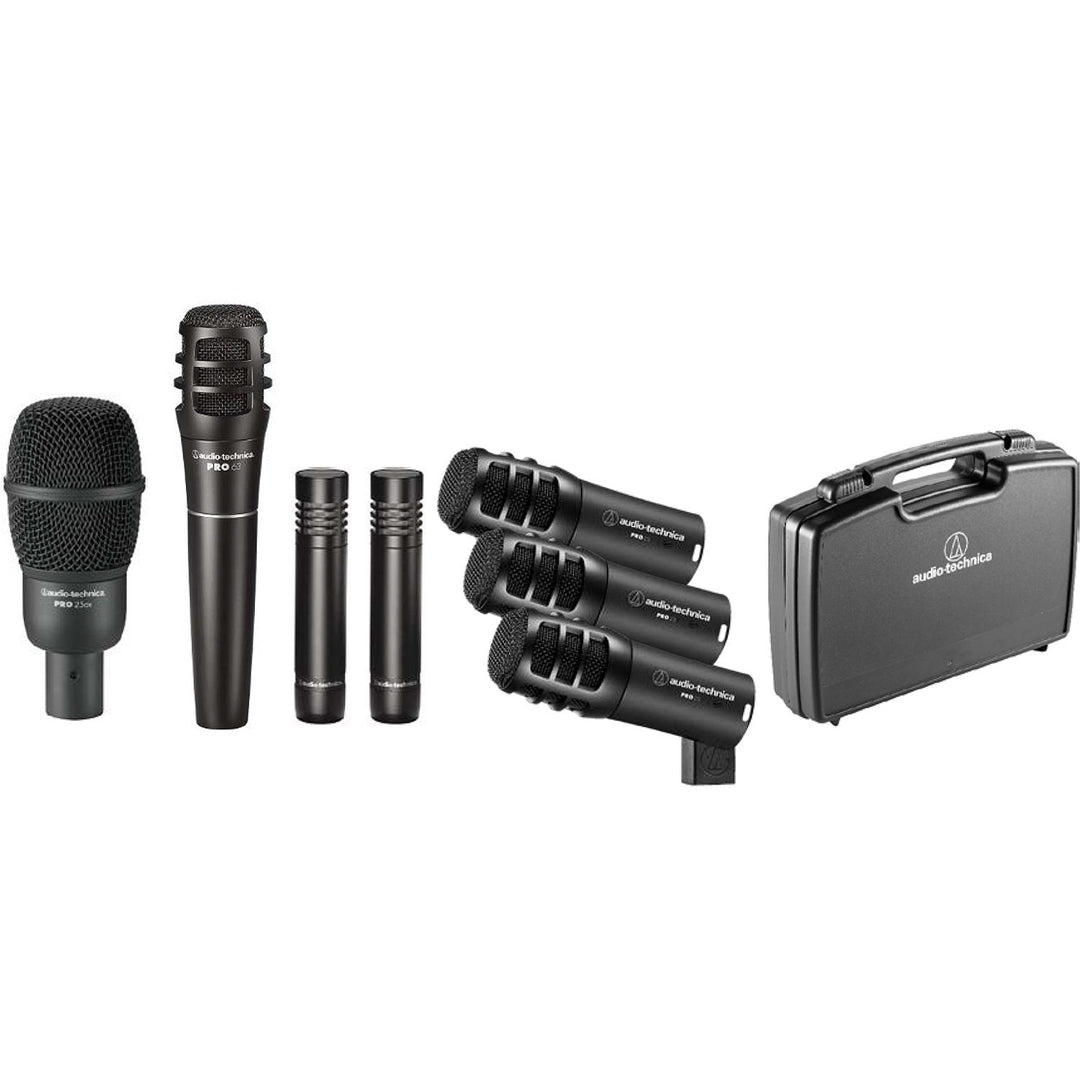 Audio-Technica PRO-DRUM7 Pro Drum Microphone Pack Includes 1x PRO25ax, 1x PRO63, 2x AT2021, 3x PRO23, Carrying Case & Mic Mounts