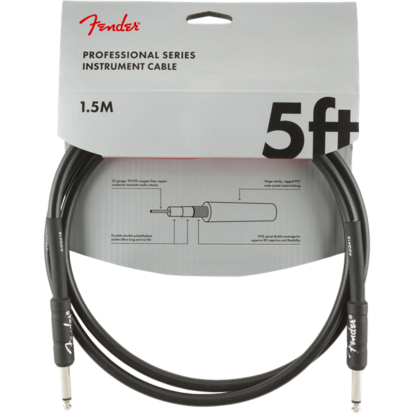 Fender Professional Series Instrument Cable - Black - 5ft