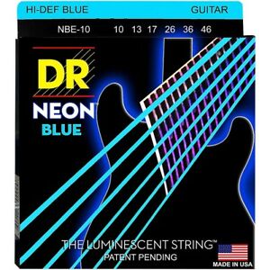 DR Strings NBE-10 (Medium) - Hi-Def NEON BLUE: Coated Electric: 10, 13, 17, 26, 36, 46