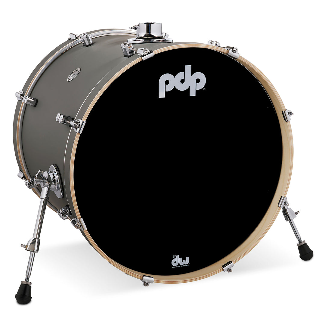PDP Concept Maple Finish Ply 18x22 Bass Drum w/ BDM Bracket (No Tom Holder) - Satin Pewter