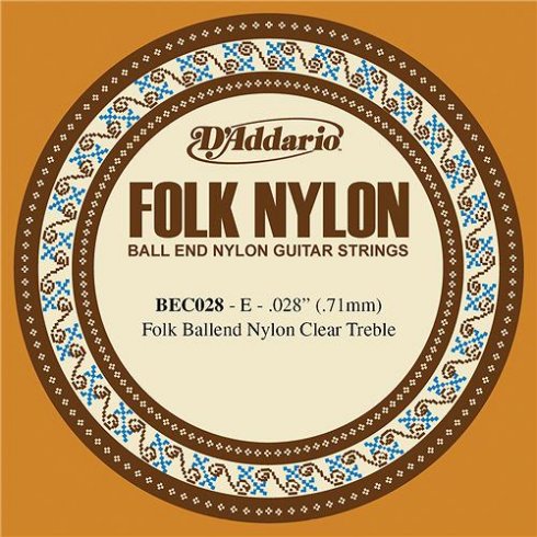 D'Addario BEC028 - SINGLE FOLK CLR NYL 028 BALL