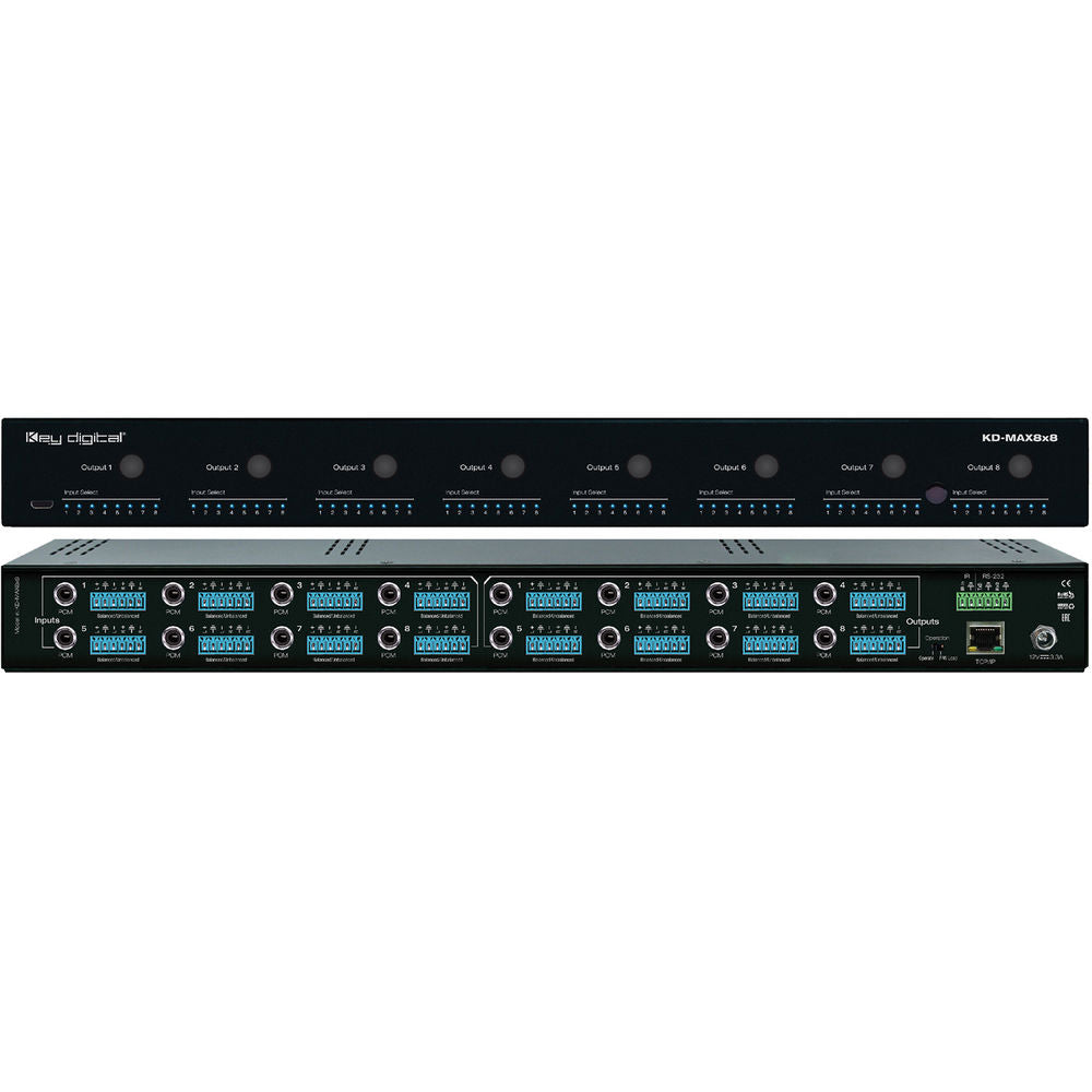 Key Digital KD-MAX8x8 8x8 Audio Matrix Switcher with Built-In Audio DSP