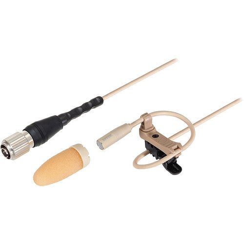 Audio-Technica BP899LcH Submini Omnidirectional Condenser Lavalier Microphone w/ 55” Cable, Low Sensitivity CH 4P Connector - Beige