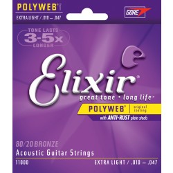 Elixir 11000 Acoustic Guitar Strings Polyweb Coated 80/20 Bronze