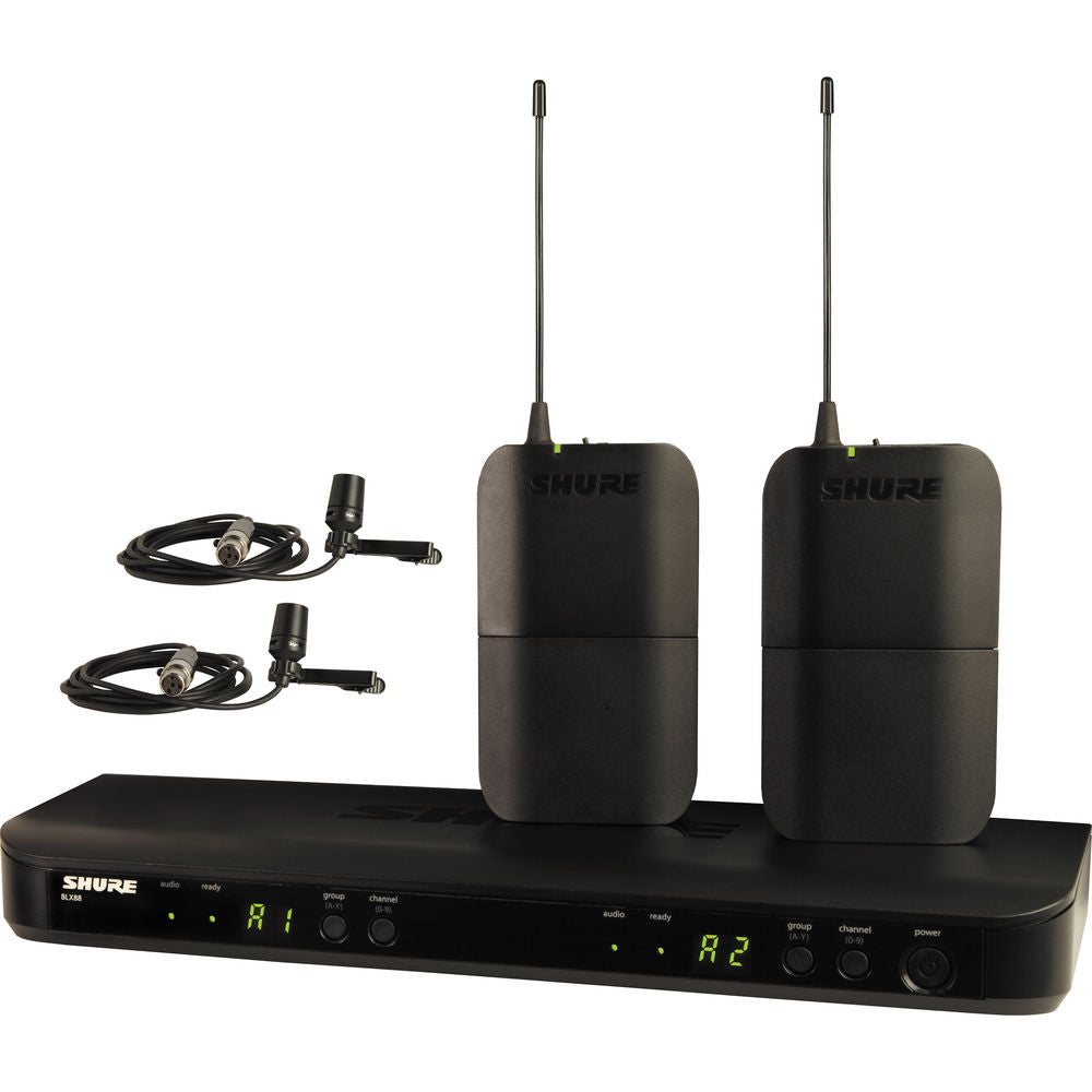 Shure BLX188/CVL-J11 Dual Diversity System w/ 2x CVL Lav Microphones (J11: 596-616 MHz)
