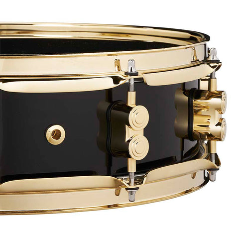 PDP Eric Hernandez European 6-Ply Maple Signature Edition 4x14 Snare Drum -  Piano Black Lacquer w/ Gold Hardware