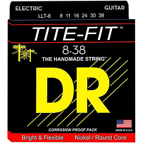 DR Strings LLT-8 (Light- Light) - Tite-Fit Nickel Plated Electric: 8, 11, 16, 24, 30, 38
