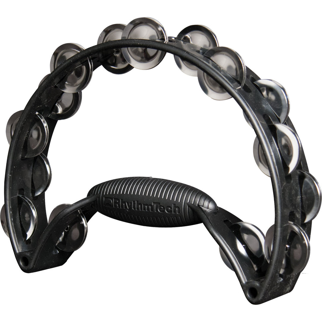Rhythm Tech RT-PRO10 Pro Tambourine - Black w/ Grey Stainless Steel Jingles