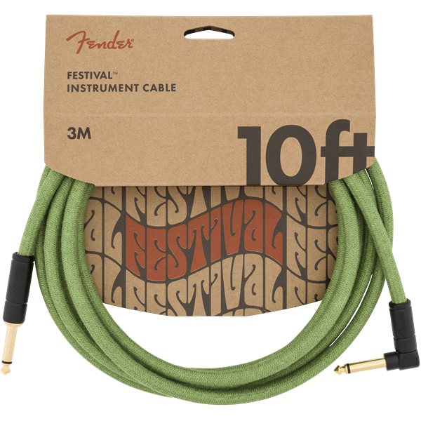 Fender Festival Hemp Instrument Cables - Green - 10ft