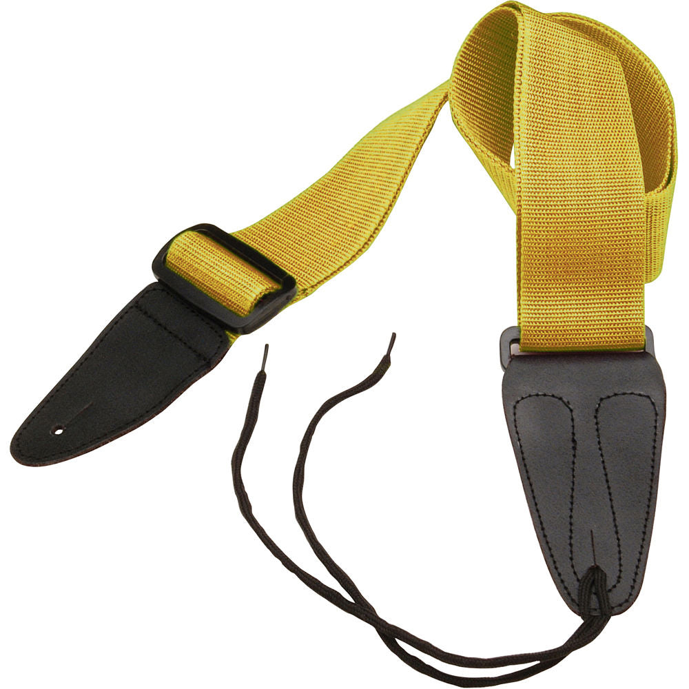 On-Stage GSA10 Guitar Strap with Leather Ends - Yellow
