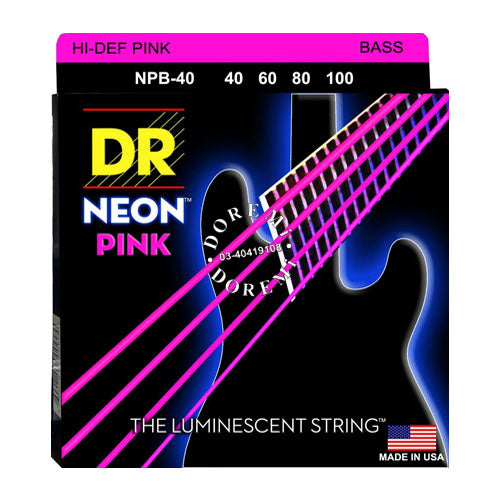 DR Strings NPB-40 (Light) - Hi-Def NEON PINK: Coated Bass Strings: 40, 60, 80, 100
