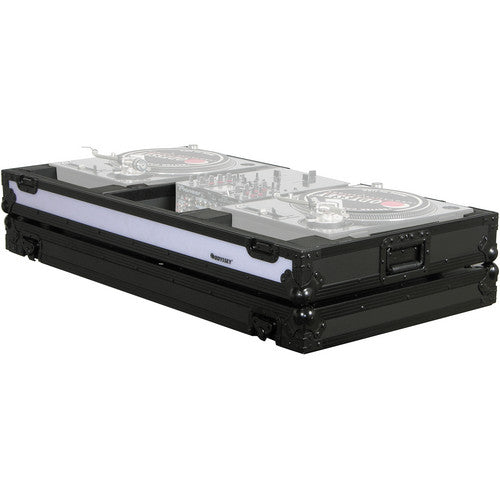 Odyssey FFXBM10WBL Flight FX Series Turntable DJ Coffin for Two Turntables in Battle Mode and 10'' Width Mixer