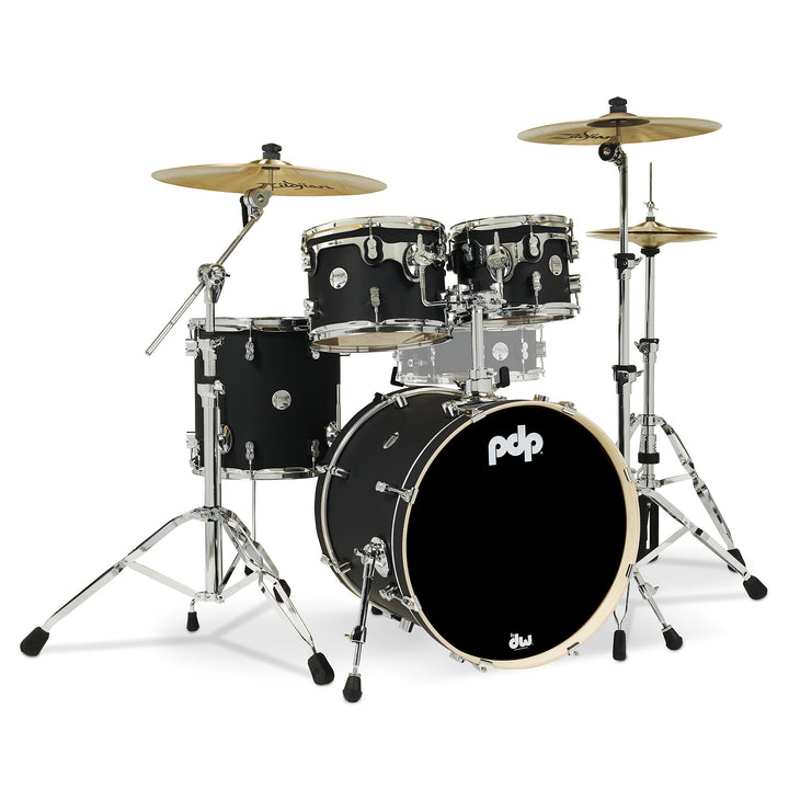 PDP Concept Maple Finish Ply CM Fusion Kit Shell Pack w/ Chrome Hardware (16x20 w/ BDM, 8x10, 9x12, 14x14FT) - Satin Black