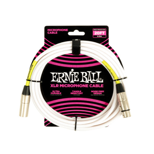 Ernie Ball 6389EB PVC Male-Female XLR Microphone Cable - 20’ White