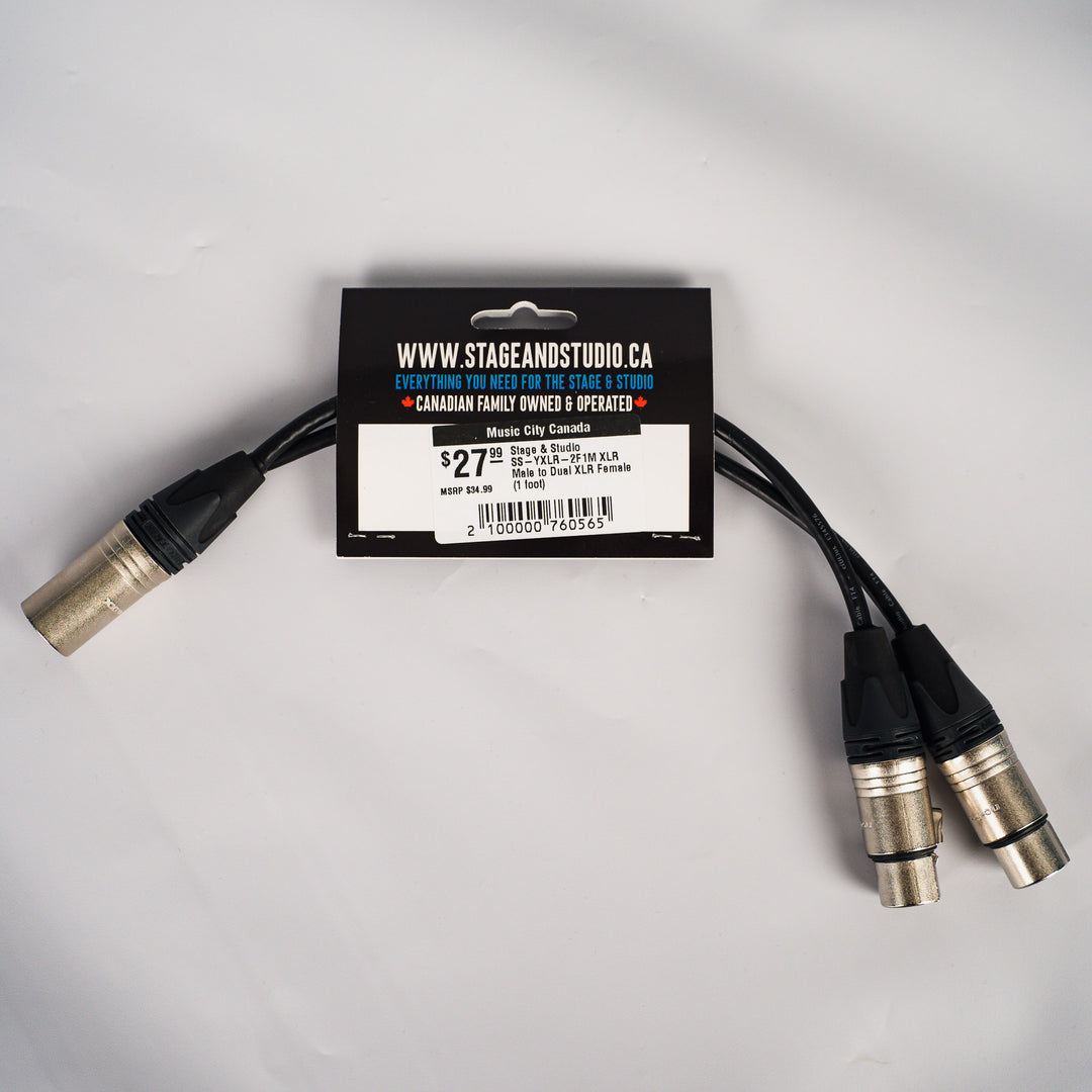 Stage & Studio SS-YXLR-2F1M XLR Male to Dual XLR Female (1 foot)