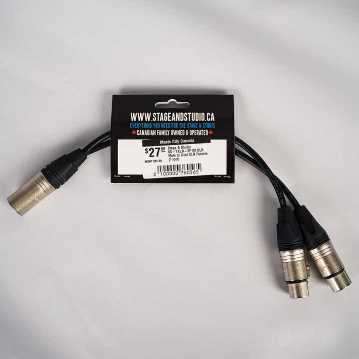 Stage & Studio SS-YXLR-2F1M XLR Male to Dual XLR Female (1 foot)