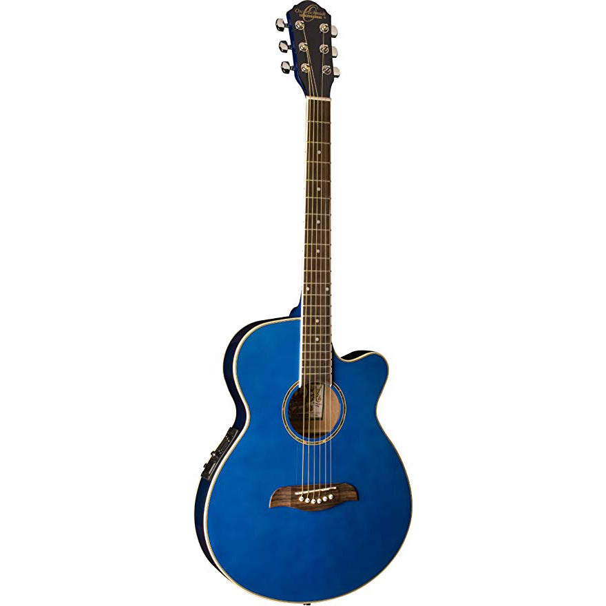 Oscar Schmidt OG8CETBL-A Acoustic Guitar Shallow Body Folk Blue 3 Band EQ