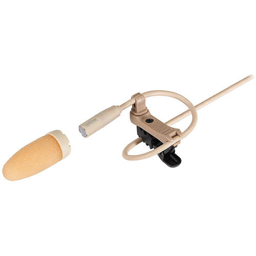 Audio-Technica BP899Lc Submini Omnidirectional Condenser Lavalier Microphone w/ 55” Unterminated Cable, Low Sensitivity - Beige