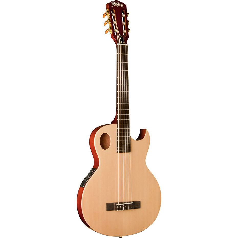 Washburn EACT42S-A Festival Florentine Classical w/Cutaway/Pickup,Natural Solid Spruce Top, Mahogany Back & Sides