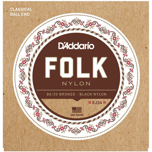 D'Addario EJ34 - SET FOLK BLK NYL-80/20 BALL