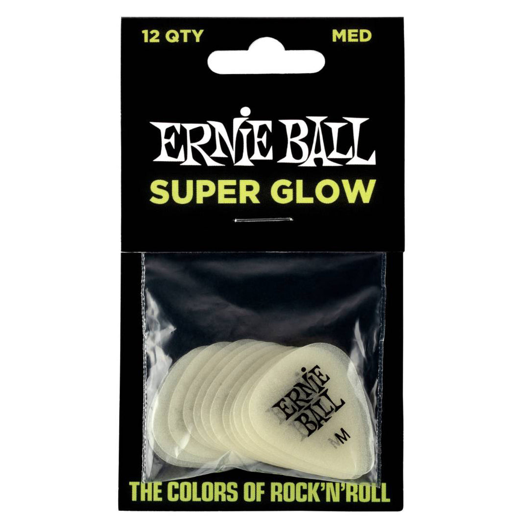 Ernie Ball Guitar Picks Super Glow (Bag of 12) - Medium