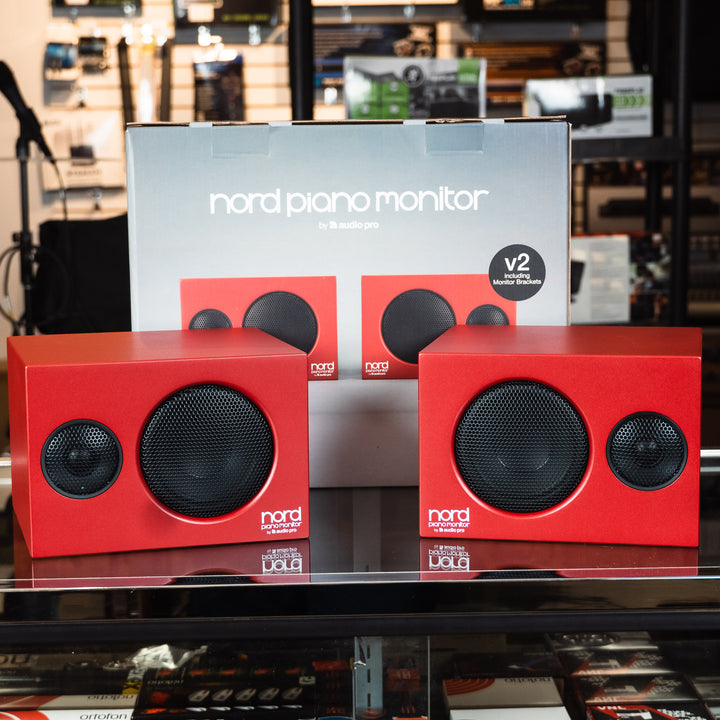 Nord Piano Monitors w/ Mounting Brackets (Pair) - Red (Open Box)