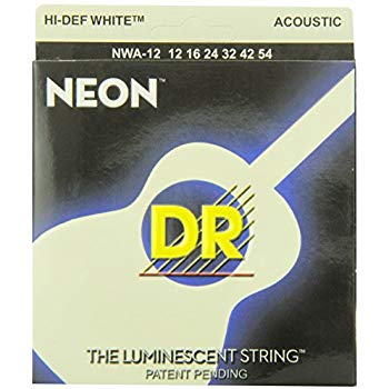 DR Strings NWA-12 (Medium) - Hi-Def NEON WHITE: Coated Acoustic: 12, 16, 24, 32, 42, 54