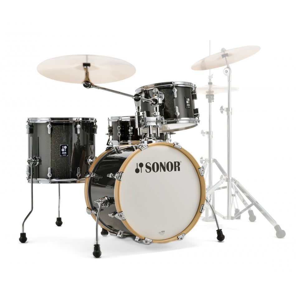 Sonor AQX Jazz Set 4-Piece Drum Kit  with Cymbal / Tom Holder - Black Midnight Sparkle