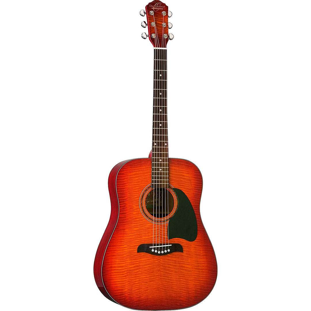 Oscar Schmidt OG2FBC-A Acoustic Guitar Dreadnought Flame Black Cherry